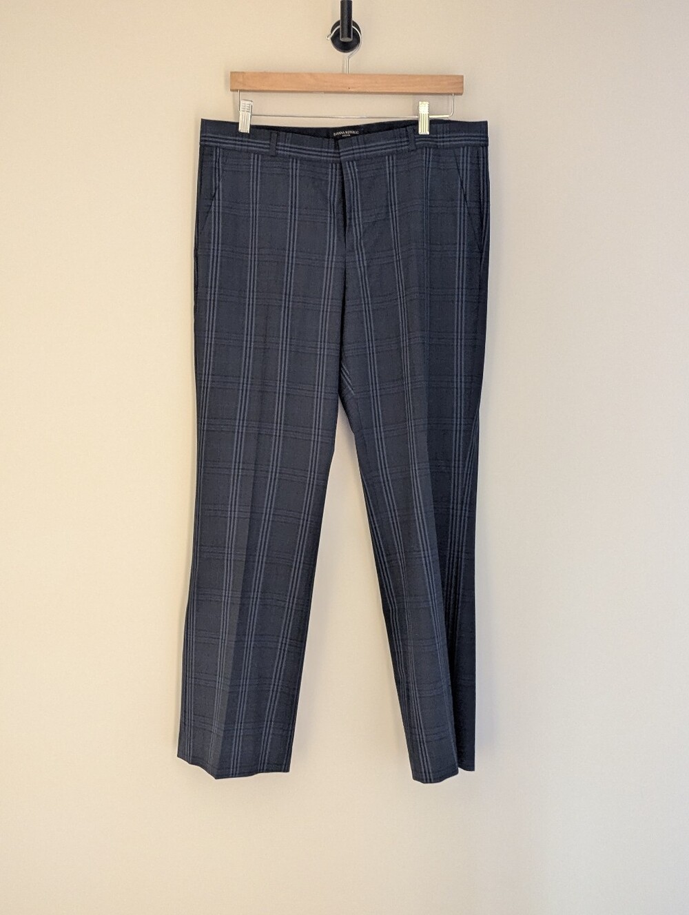 Banana Republic Women's Logan Navy Plaid Trousers